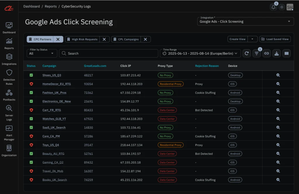 Google Ads Screening screenshot