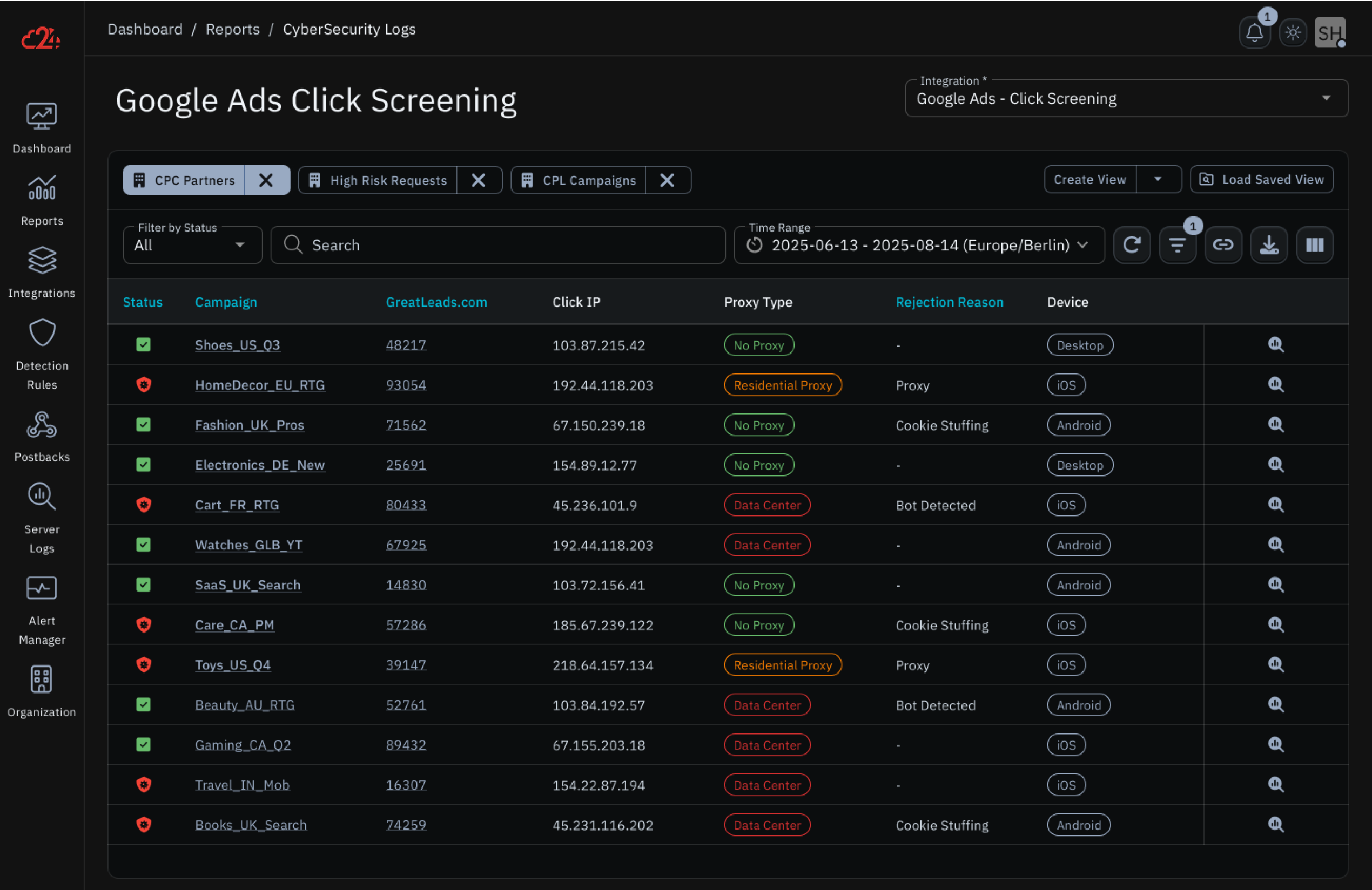 Google Ads Screening screenshot