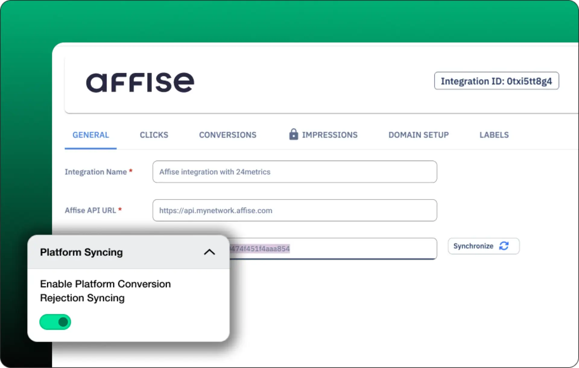 Affise Integration Screenshot