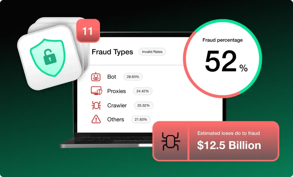 screen with fraud types and bot traffic