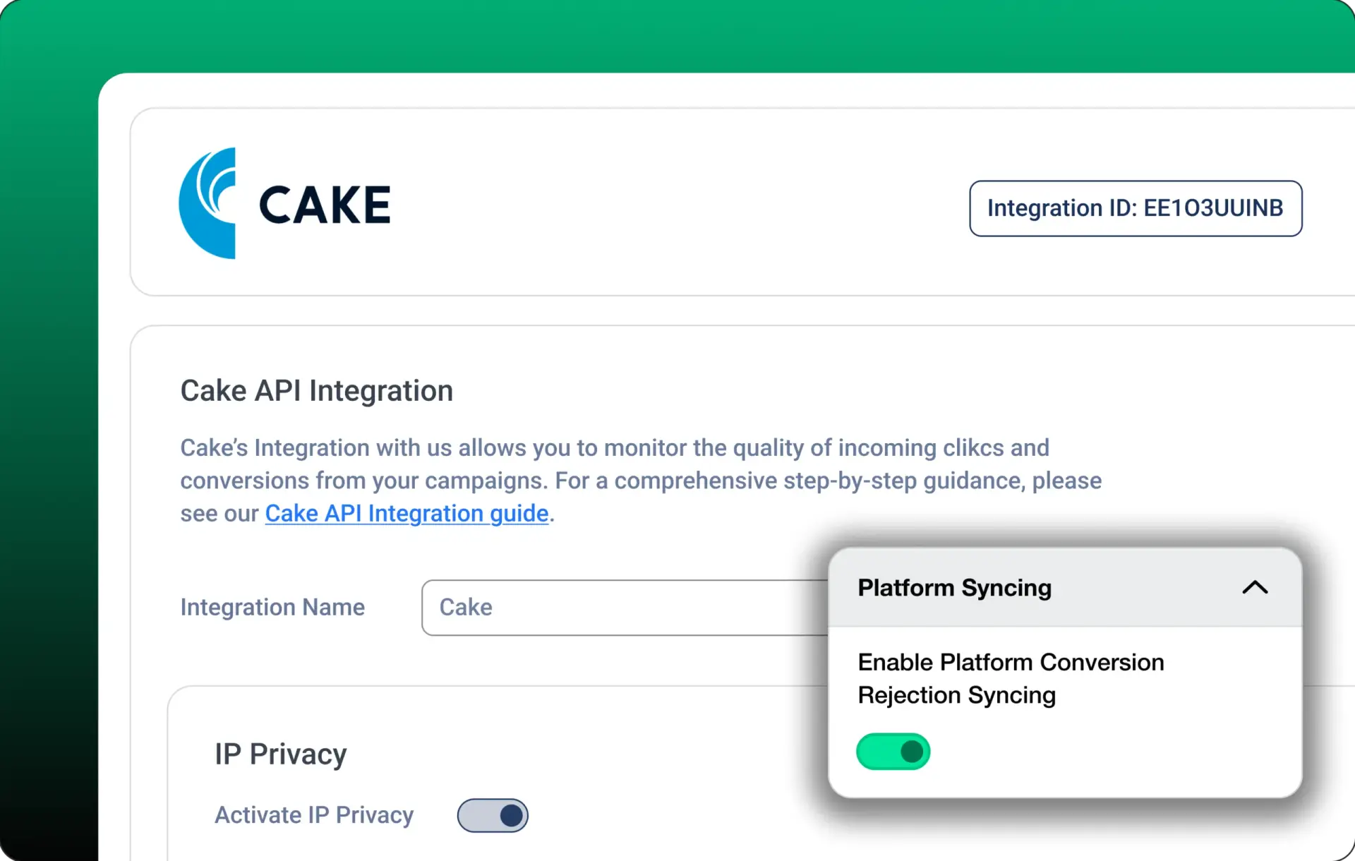 CAKE integration illustration